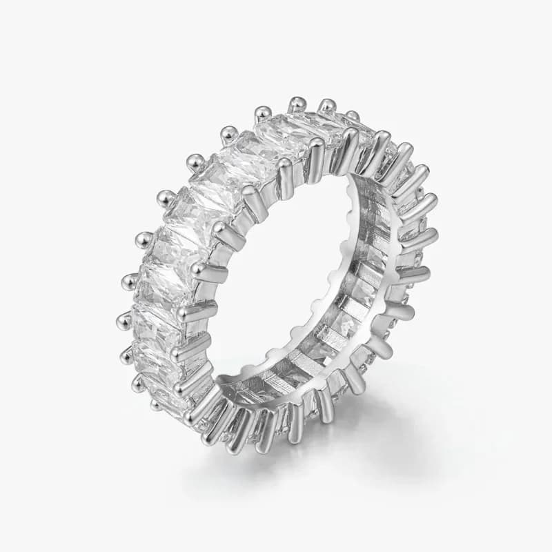 Stylish and luxurious diamond-set 5A zircon ladder ring full of diamonds
