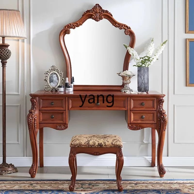 LTT American dresser solid wood storage table bedroom makeup table makeup mirror with drawer combination