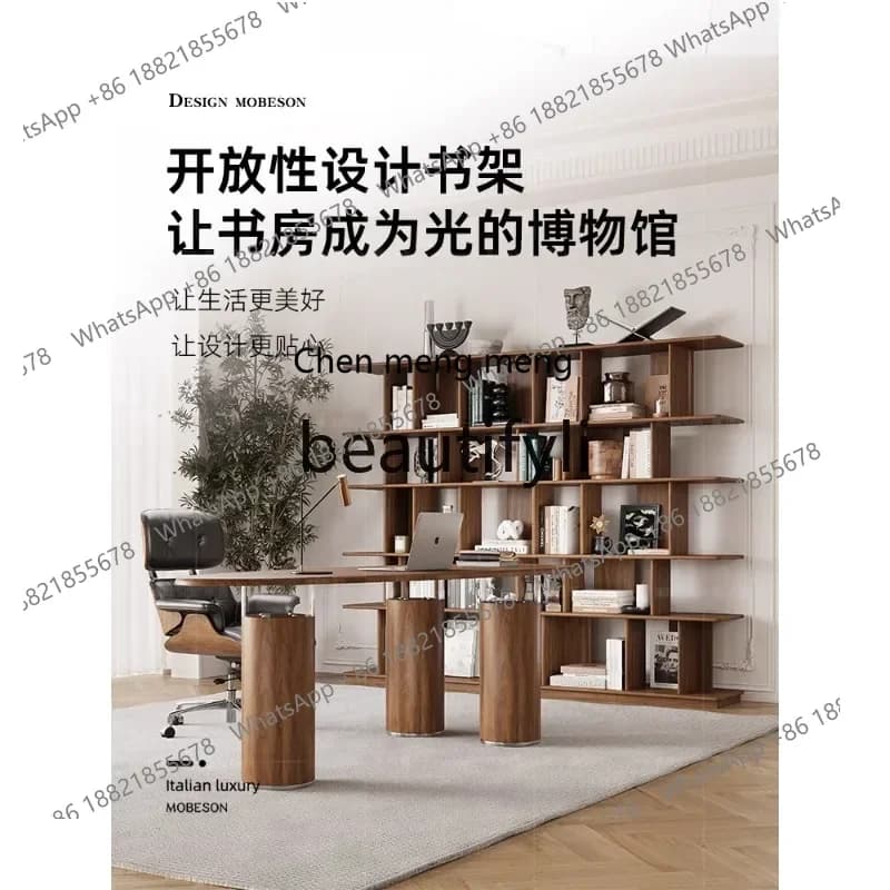 2003Medieval style solid wood bookshelf shelf household floor display storage Bogu display shelf