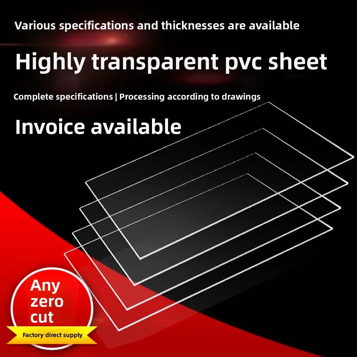 High Transparent PVC Board/Transparent Plastic Board  Thickness 0.2/0.6/0.8-10mm