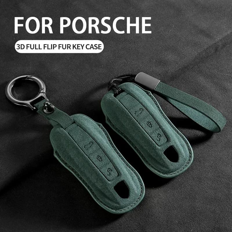 For Porsche 958 Macan 911 Panamera 996 991 Boxster 987 997 2019 2020 Suede Car Key Case Cover Protector Keychain Accessories