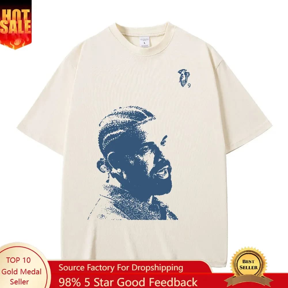 Vintage Rapper Drake Portrait Graphic T Shirt Mens Fashion Hip Hop Short Sleeve 100% Cotton Oversized T-Shirts Streetwear Unisex