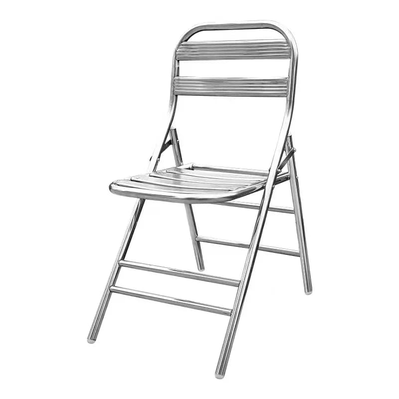 Stainless steel folding chair stool thickened outdoor meeting back chair metal dining chair seat leisure industrial wind