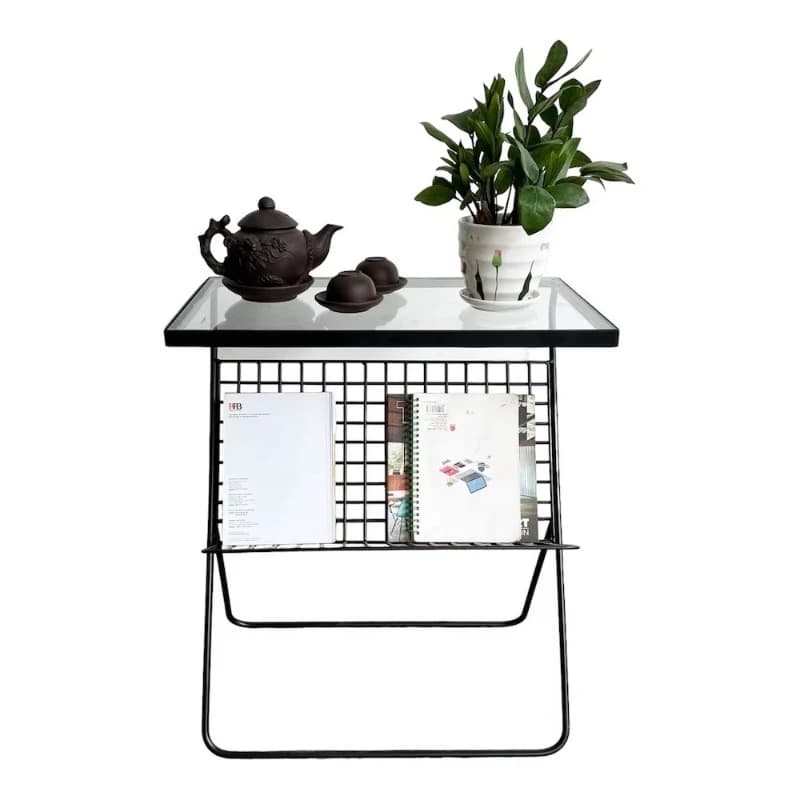 Simple glass top coffee table, durable iron frame tempered, coffee table for farmhouse interior decoration