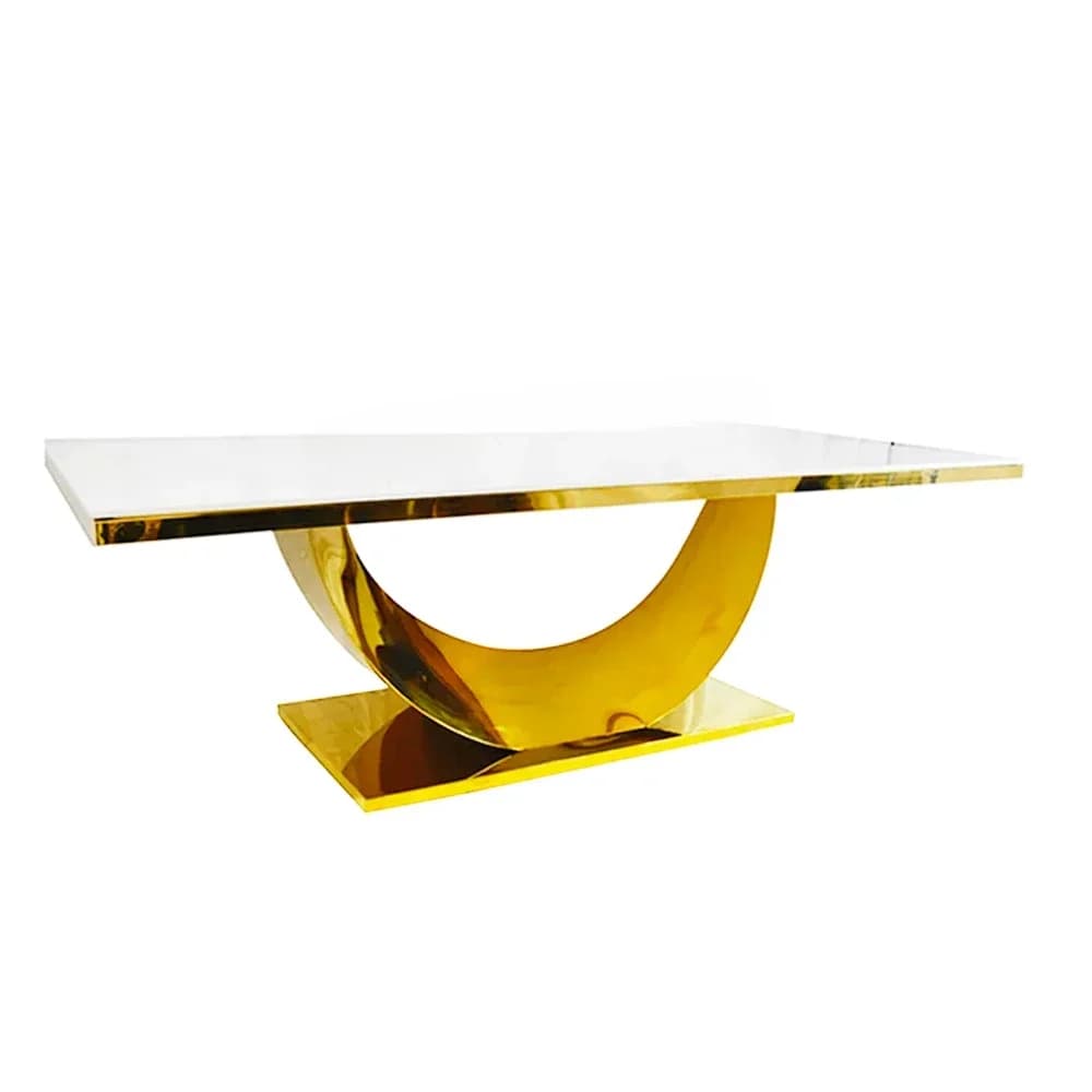 Unique Modern Luxury Golden Stainless Steel Dining Table For EventHot Sales
