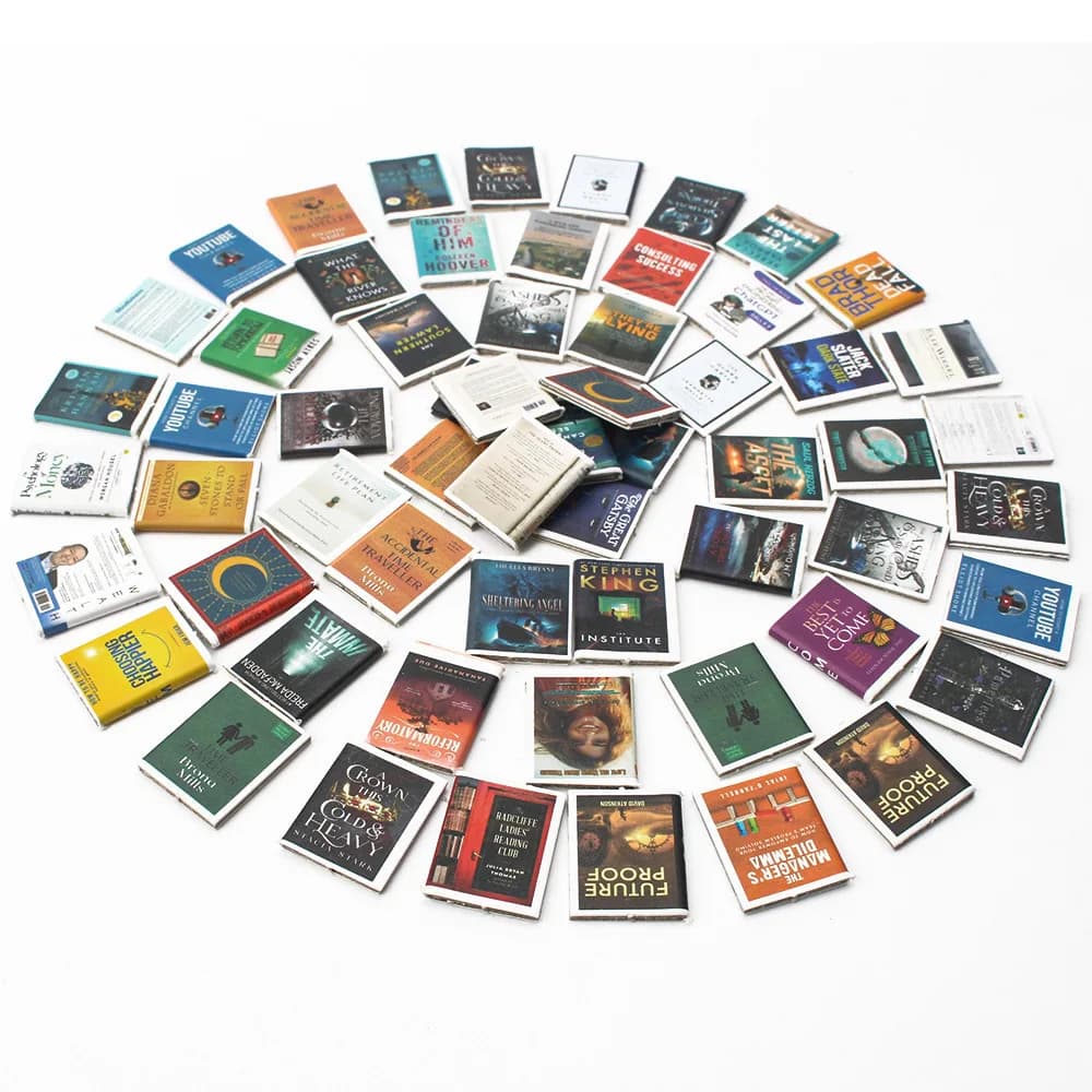 50pcs Mini Books Set Fake Small Book Dollhouse Miniature 1:12 Bookshelf with Realistic Scene Decoration Prop Ornament Home Decor