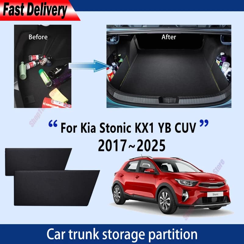 For Kia Stonic KX1 YB CUV 2017~2025 2023 2024 Car Trunk Storage Partition Multi-function Storage Box Auto Interior Accessories