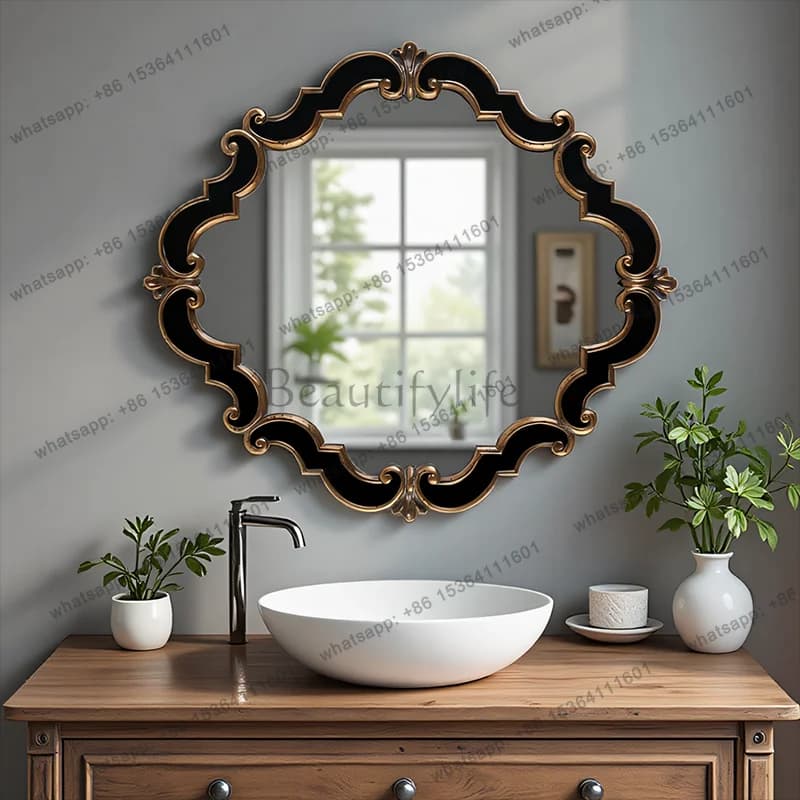 French bathroom mirror American special-shaped wall-mounted neoclassical fireplace porch decorative mirror