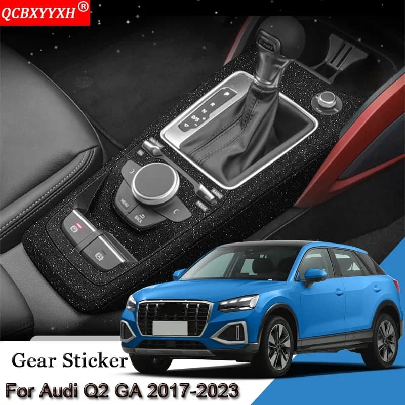 Car Interior Sticker For Audi Q2 GA 2017-2023 Car Gear Panel Sticker Gear Box Protective Film Carbon Fiber Black Car Accessories