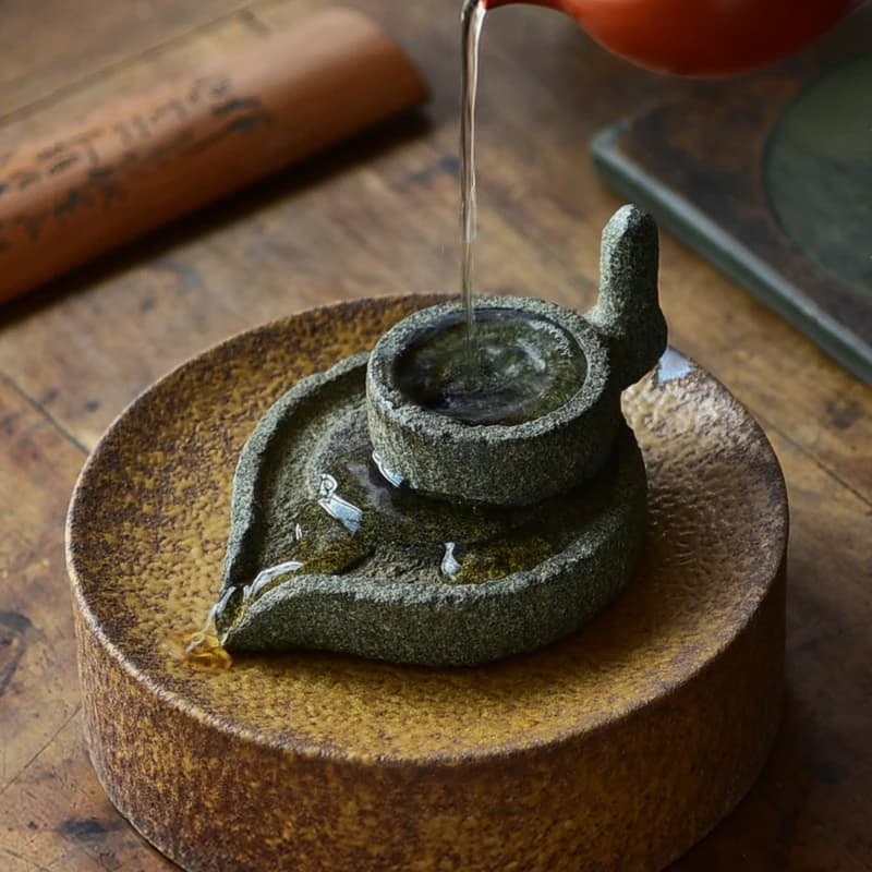 Mini Millstone Tea Pet Natural Stone Handcrafted Vintage Elegant Zen Incense Holder Tea Room Home Office Decor Festival Gift