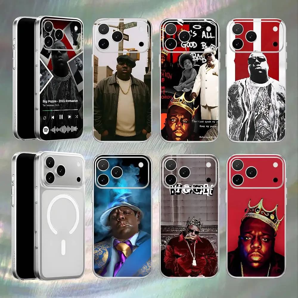 Classic The Notorious B.I.G For iPhone 17,16,15,14,13,12,11,Pro,Max,Plus Magnetic Wireless Charging Transparent White Phone Case