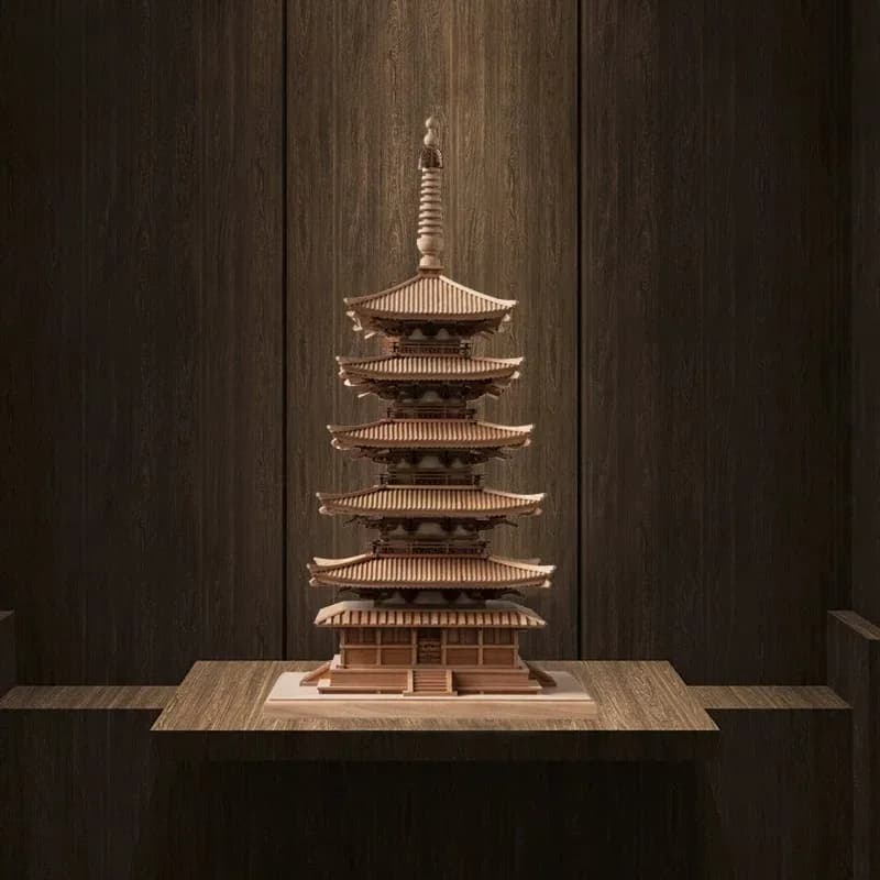 Pure solid wood Chinese antique architectural model finished decorative ornaments, hotel lobby sales office entrance