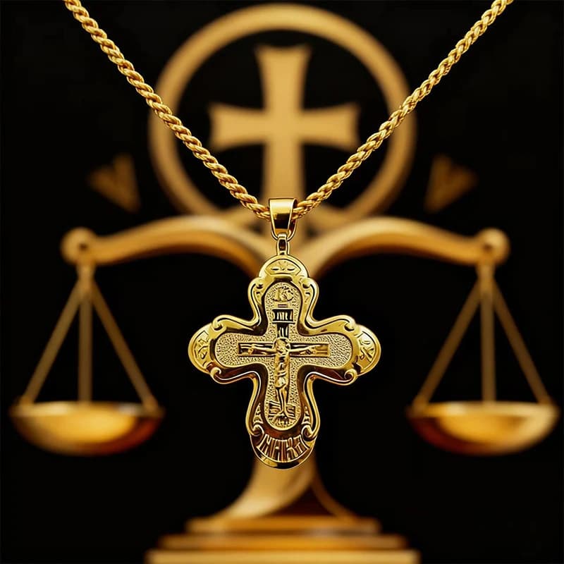 New 2026 Orthodox Pectoral Cross Orthodox Jesus Necklace Catholic Crucifix Pectoral Gold Pendants Cross Chain Religious Jewelry