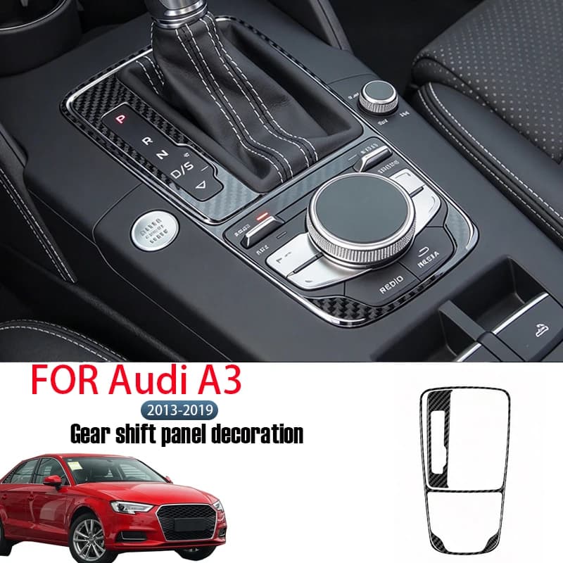 For Audi A3 2013-2019 Soft Carbon Fiber Center Shift Panel Decorative Stickers, Interior Protection Accessories