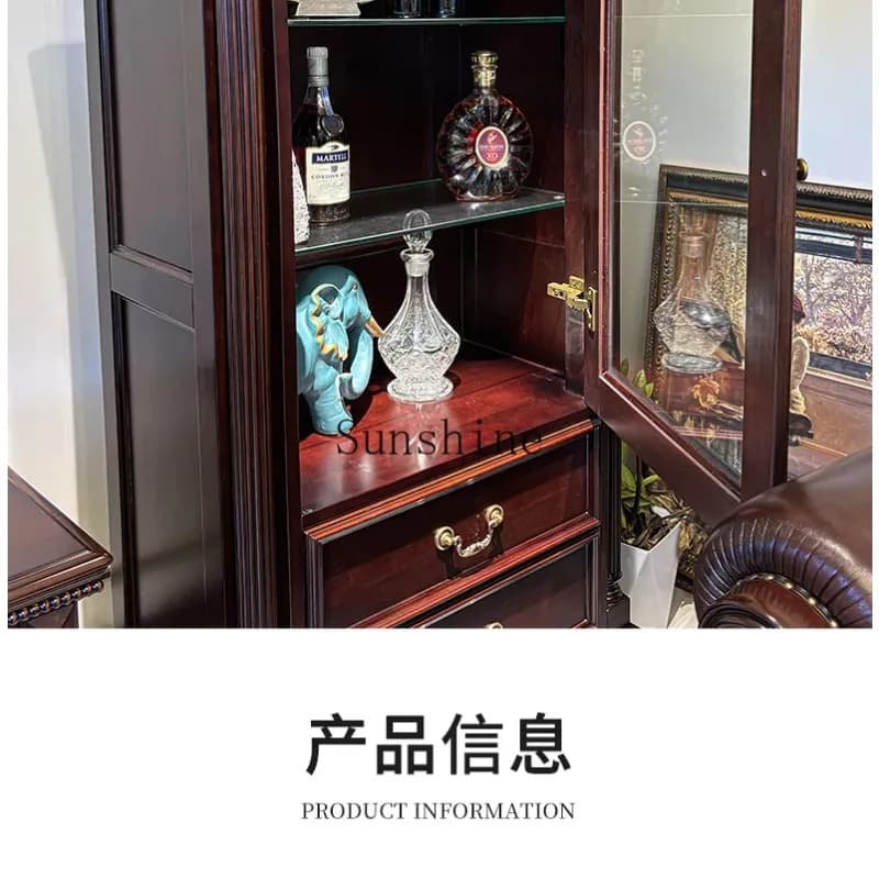 American all-solid wood retro country living room storage locker small apartment home against the wallYY
