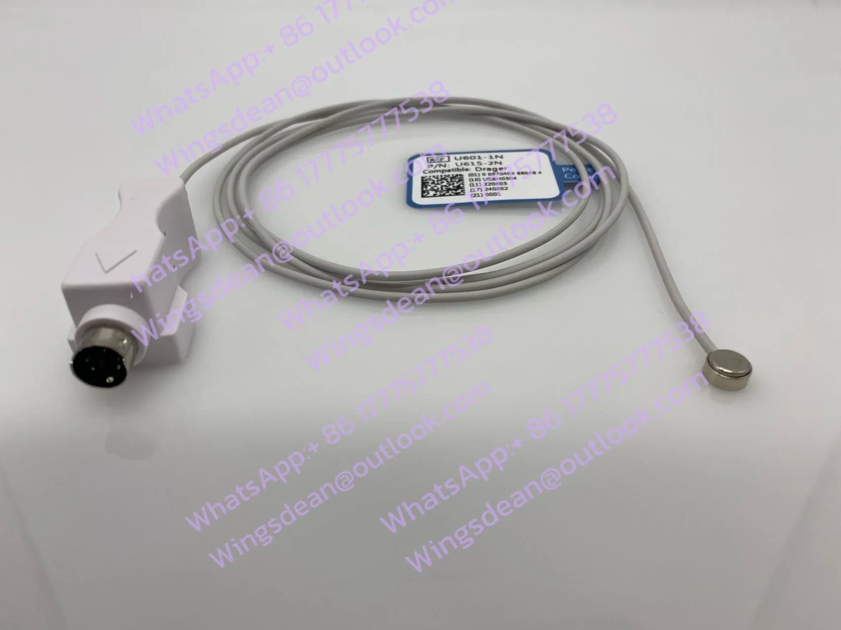 Reusable Dragers MU12533 Air Shields Versalet C2000 Infants Temperature Probe, Mini Din 5pins