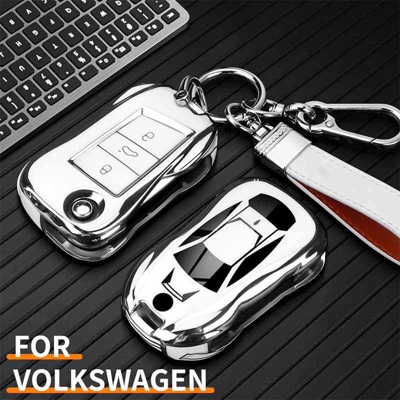 For VW Volkswagen Polo Golf 7 MK7 8 MK8 Tiguan Passat Jetta CC T‑Roc Taos Car Key Protective Case Accesorios Para Llavero