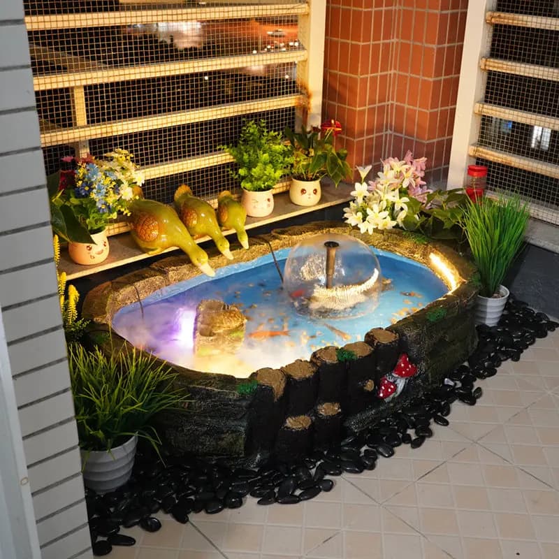 BJ-2 fish pond layout balcony household turtle fish tank garden courtyard indoor and outdoor rockery landscaping ornaments