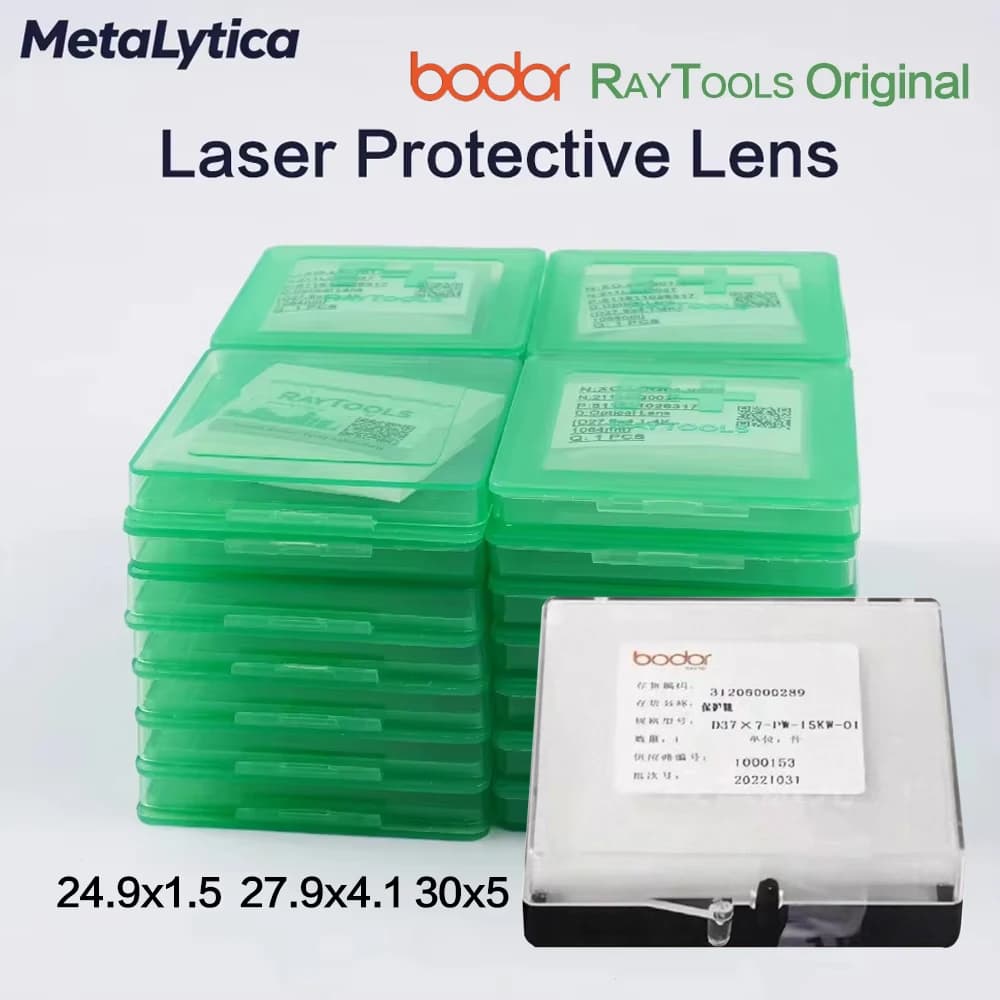 10pcs Raytools Original Fiber Laser Protective Lens 24.9x1.5 4kw Bodor Original Protection Lens 27.9x4.1 6kw 30x5 37x7 15kw 20kw
