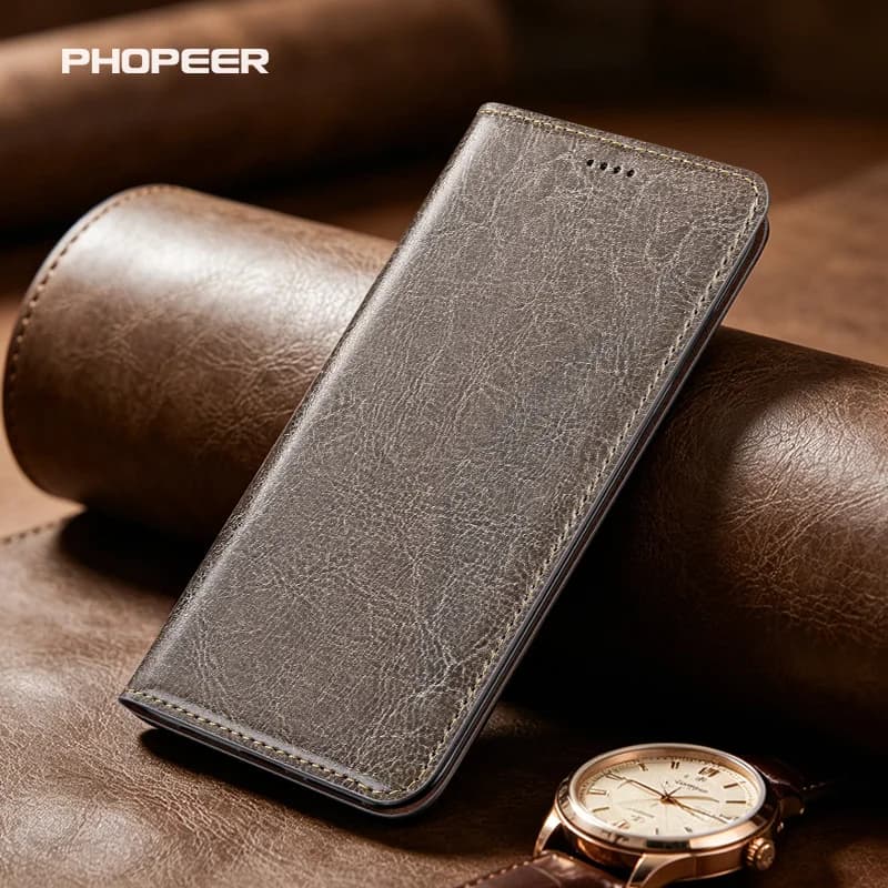 Luxury Genuine Leather Case for Xiaomi Civi 5 4 3 2 1SPro Horse skin texture card pack phone case