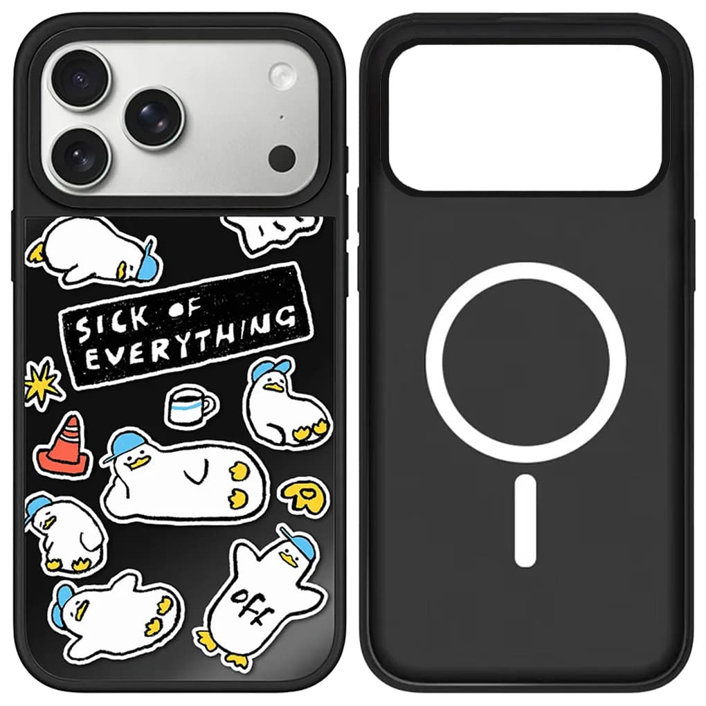 Cartoon Rest Duck Mirror Surface Magnetic Phone Case Cover for IPhone 12 13 14 15 16 17 Pro Max Case for IPhone 17 Air