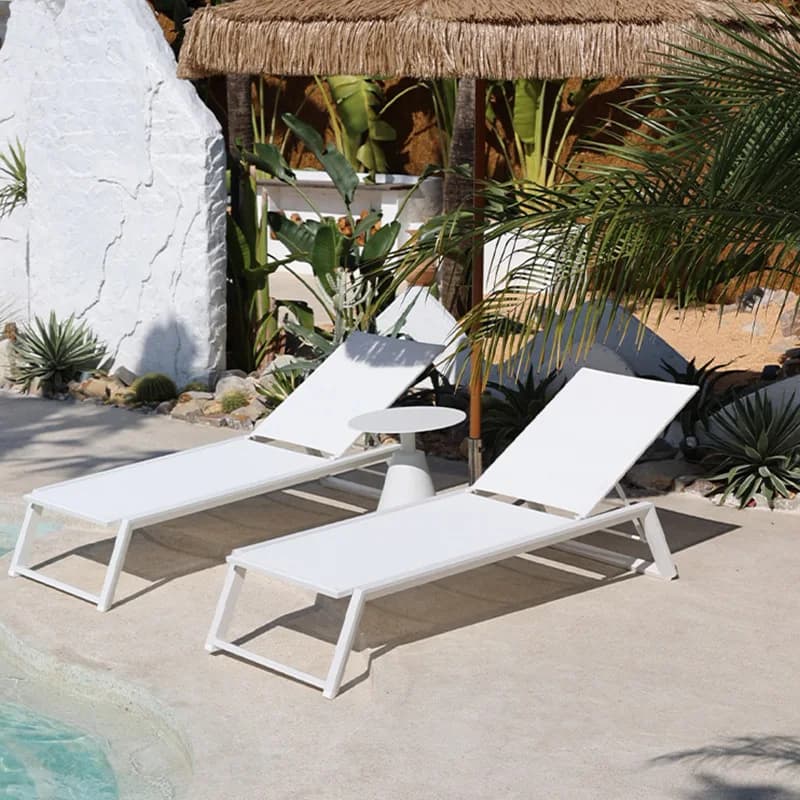 Courtyard, outdoor white pool loungers, homestay hotels, outdoor waterproof and sunproof beach beds
