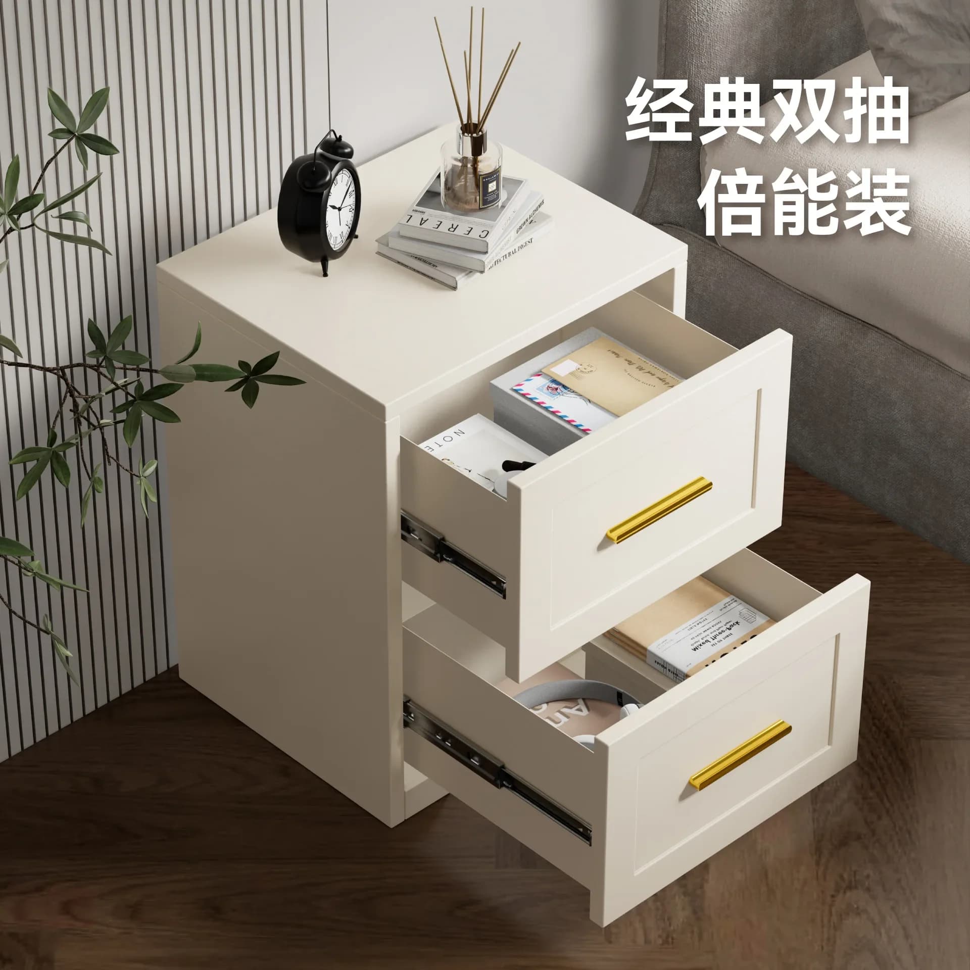 HYS bedside table steel bedroom household small storage cabinet simple bedside table modern
