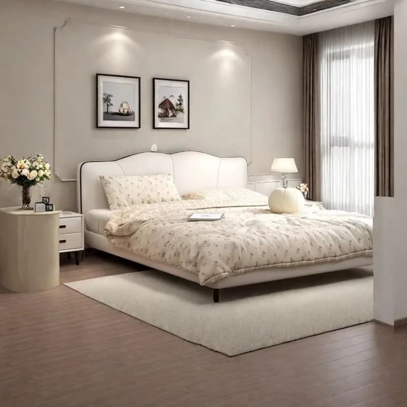 Simple Full Bedmodern Platform Sleeping Safe Children Double Bedroom Bed Queen Leather Letto Matrimoniale Unique Furniture