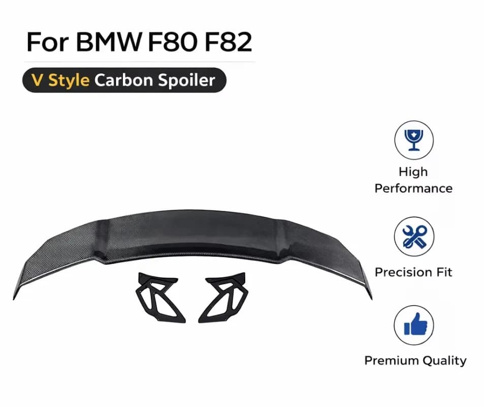 Carbon Fiber GT Wing for BMW F80 / F82 M3 M4 (2014-2019) | V Style Rear Wing / Spoiler Replacement | OEM-Style Fit