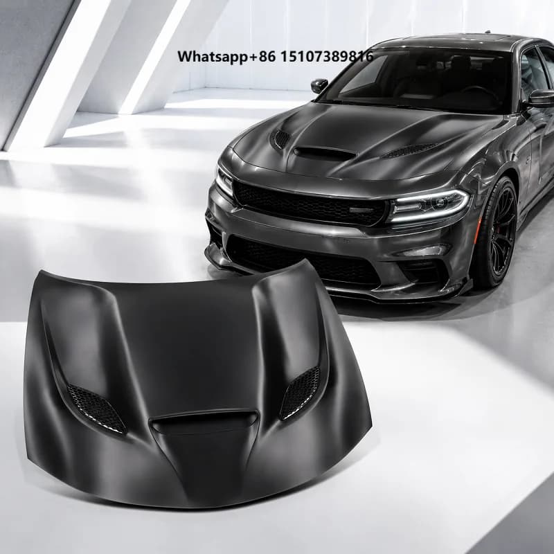 New High Quality Aluminum Hellcat Hood with Clips for 2015-2023 for Charger SRT Style Engine Bonnet