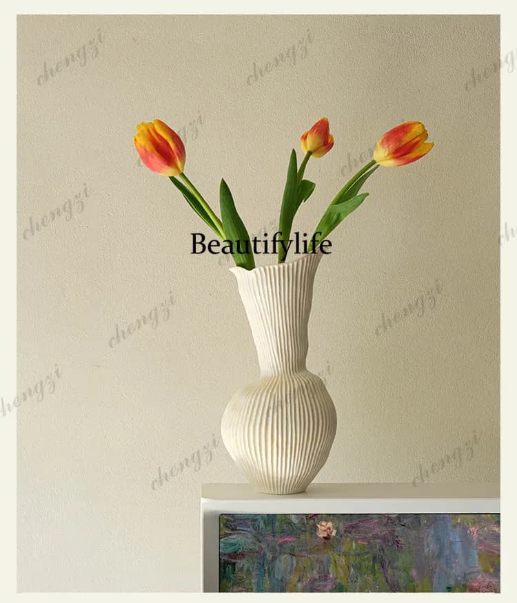Ceramic hydroponic flower arrangement, tabletop countertop ornament, vase