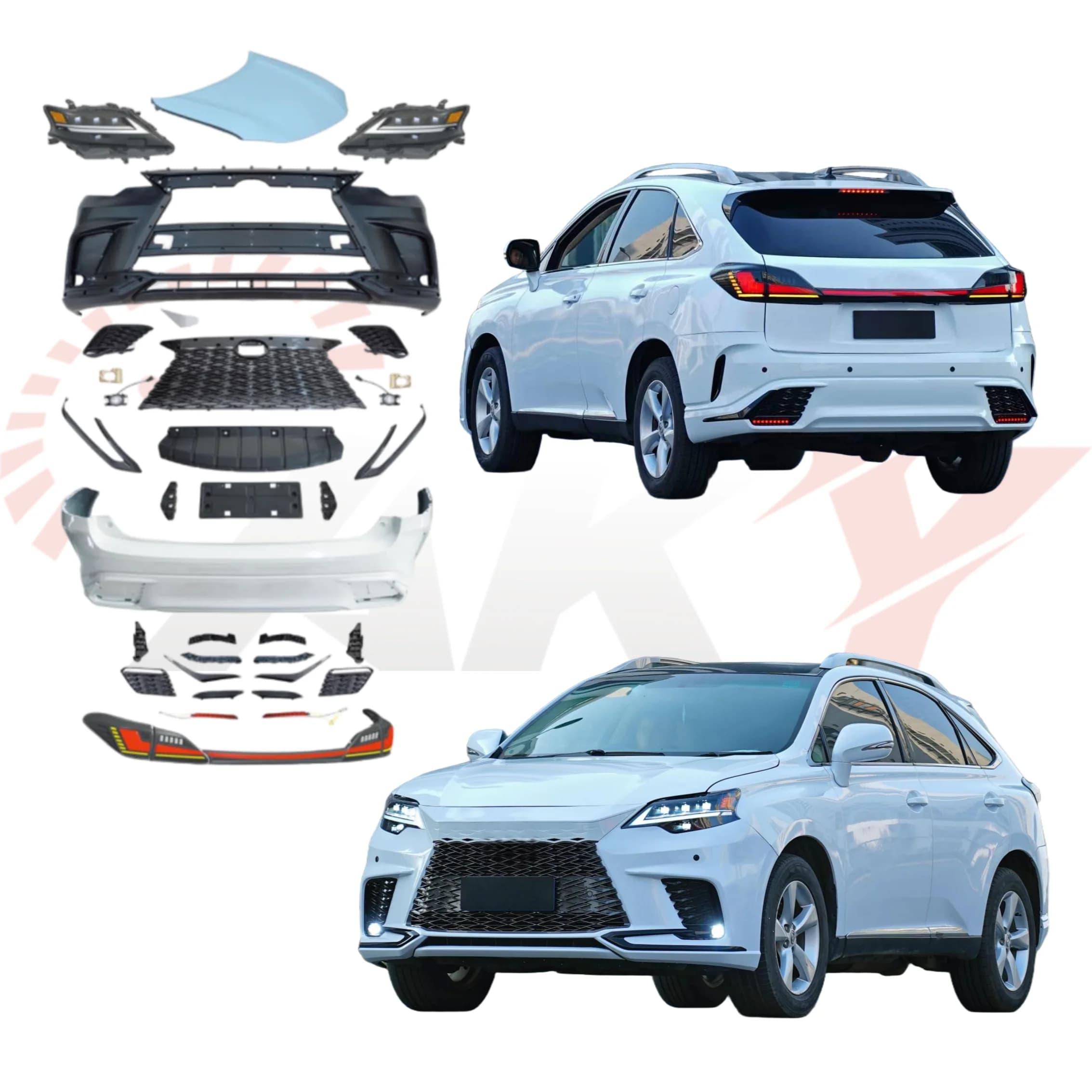 High quality Bodykit for Lexus RX270 RX350 RX500 2009-2015 Upgrade to RX500 2025 New Bodykit Bumper LED Headlight Plug and Play