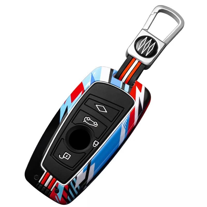 Key Fob Cover for BMW 1 Series/3 Series 320li/325li/5/520/525li/7 Series 730li, Heavy Duty Metal KeyCase Shell with Keychain