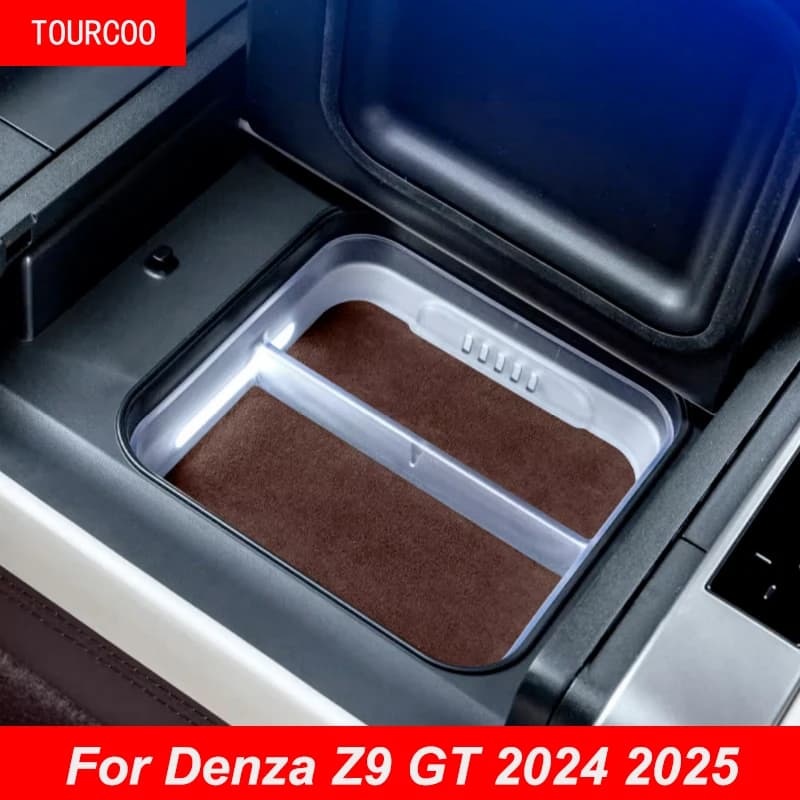 For Denza Z9 GT 2024 2025 Central Control Armrest Box Suede Storage Box Alcantara Interior Accessories
