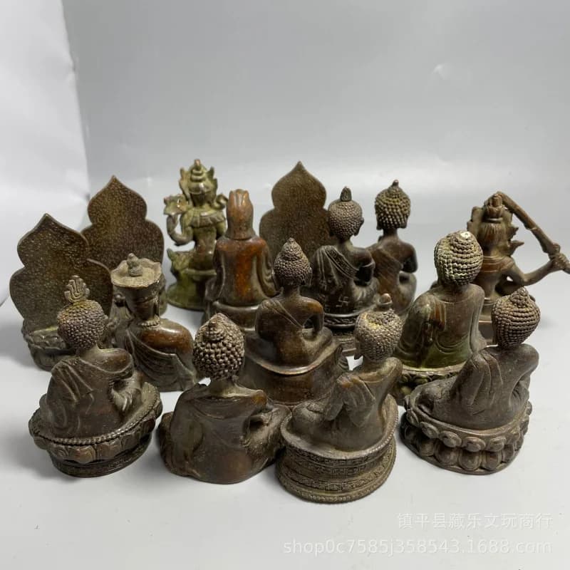 Antique Qingming , Distressed Alloy Small Buddha Statues, Street Market Supply, Vintage Bronze Items