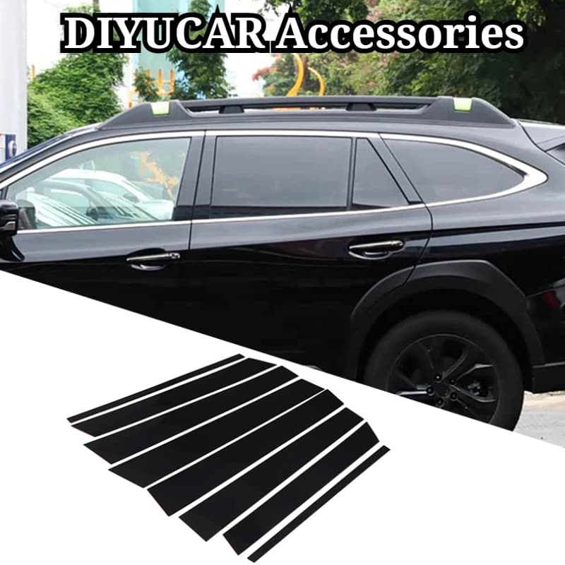 For Subaru Outback 2020-2023 PC Black Car Door Window Center B Pillar Post Cover Trim Exterior Car Accessories
