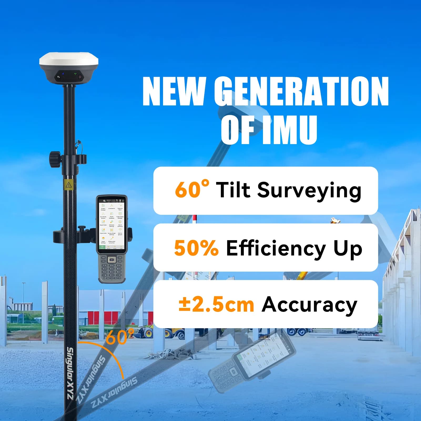 SingularXYZ E1 Lite Rover Kit 10% Off Permanent Software Exclusive Price Limited Stock Land Survey Equipment GNSS RTK Rover Set