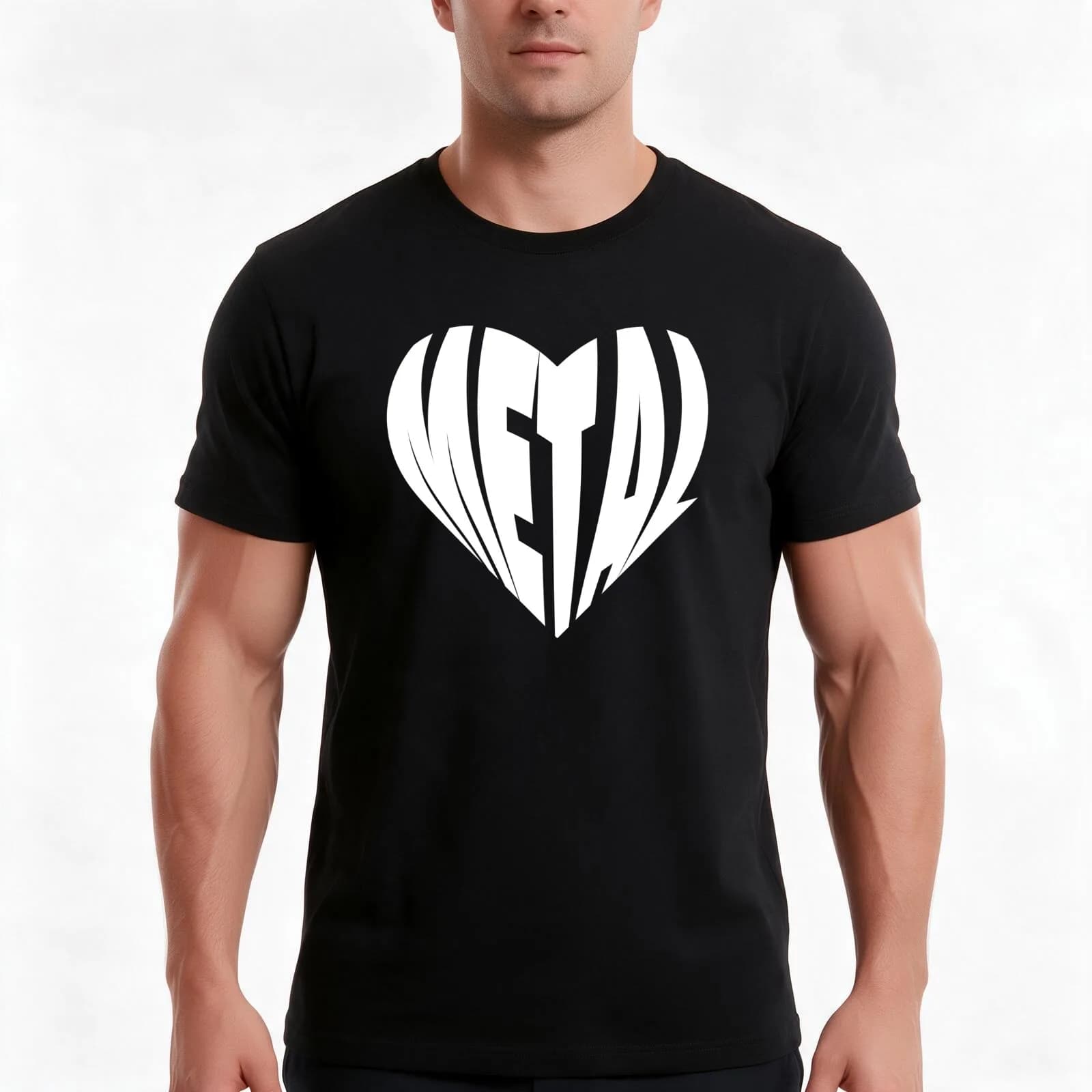 Metal heart white T-Shirt, Summer Casual Cotton Tee, Oversized Streetwear Tops, Vintage Graphic Print, Loose Fit Short Sleeve