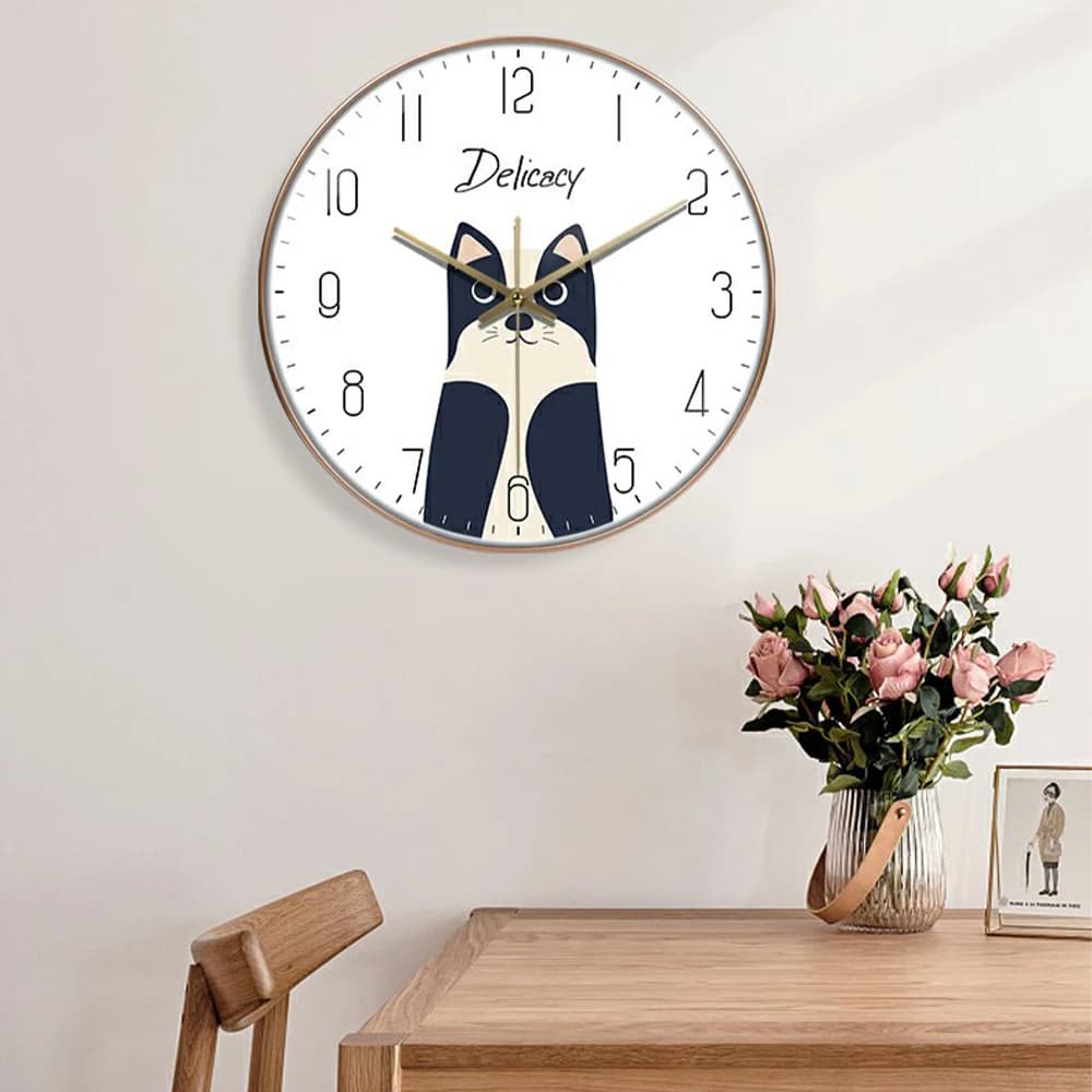 Creative Cartoon Wall Clock Silent Movement Non Ticking Wall Mounted Clock Simple Bedroom  Kitchen Office Home Decoration