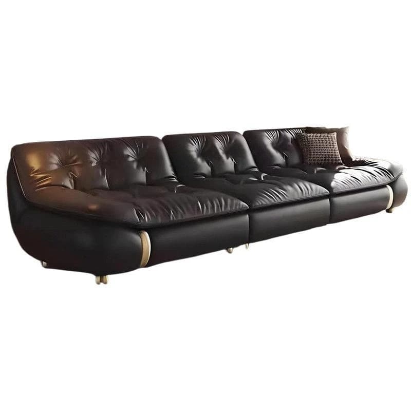 Light luxury cream wind down sailing boat top layer leather sofa horizontal living room villa buckle