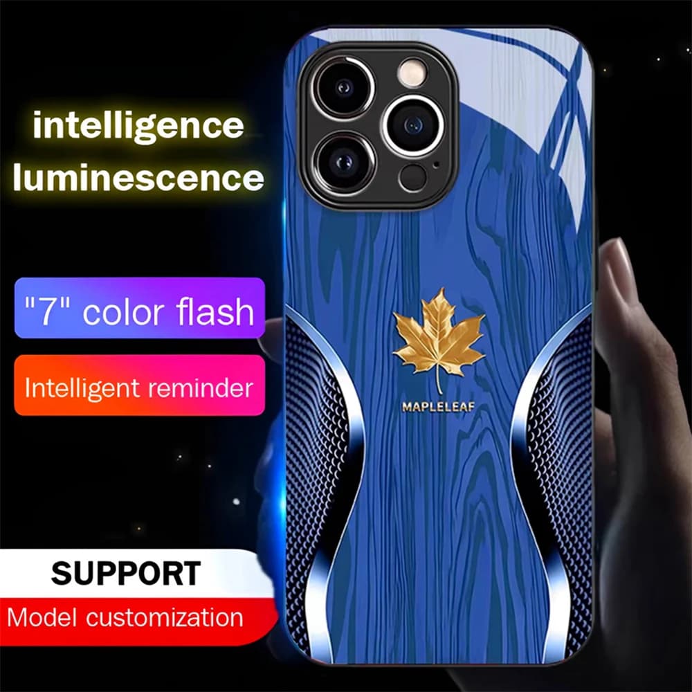 Lucky Maple Leaf LED Light Glow Luminous Phone Case Voice Controlled Shells For Samsung S26 S25 S24 S23 S22 S21 FE Plus Ultra