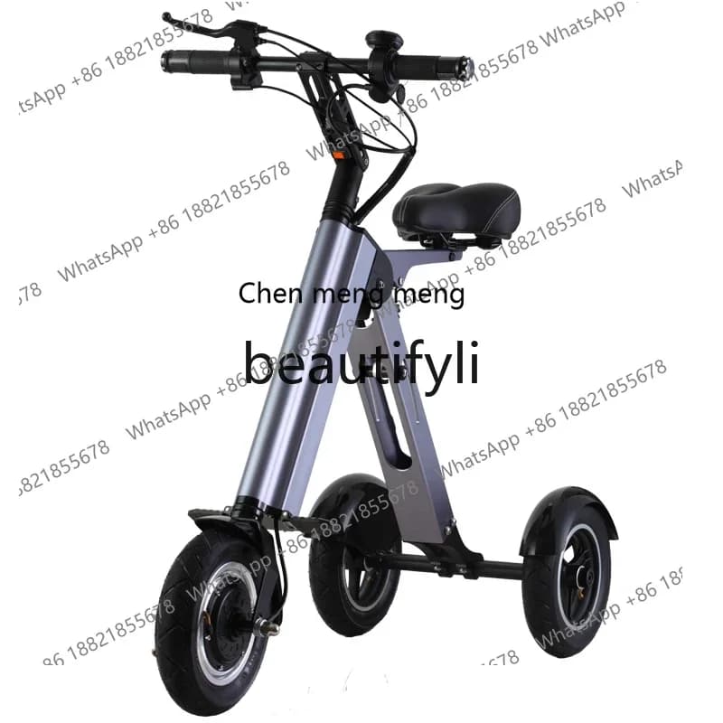 D176  Mini folding electric car, portable and lightweight simple battery car, three-wheeled scooter