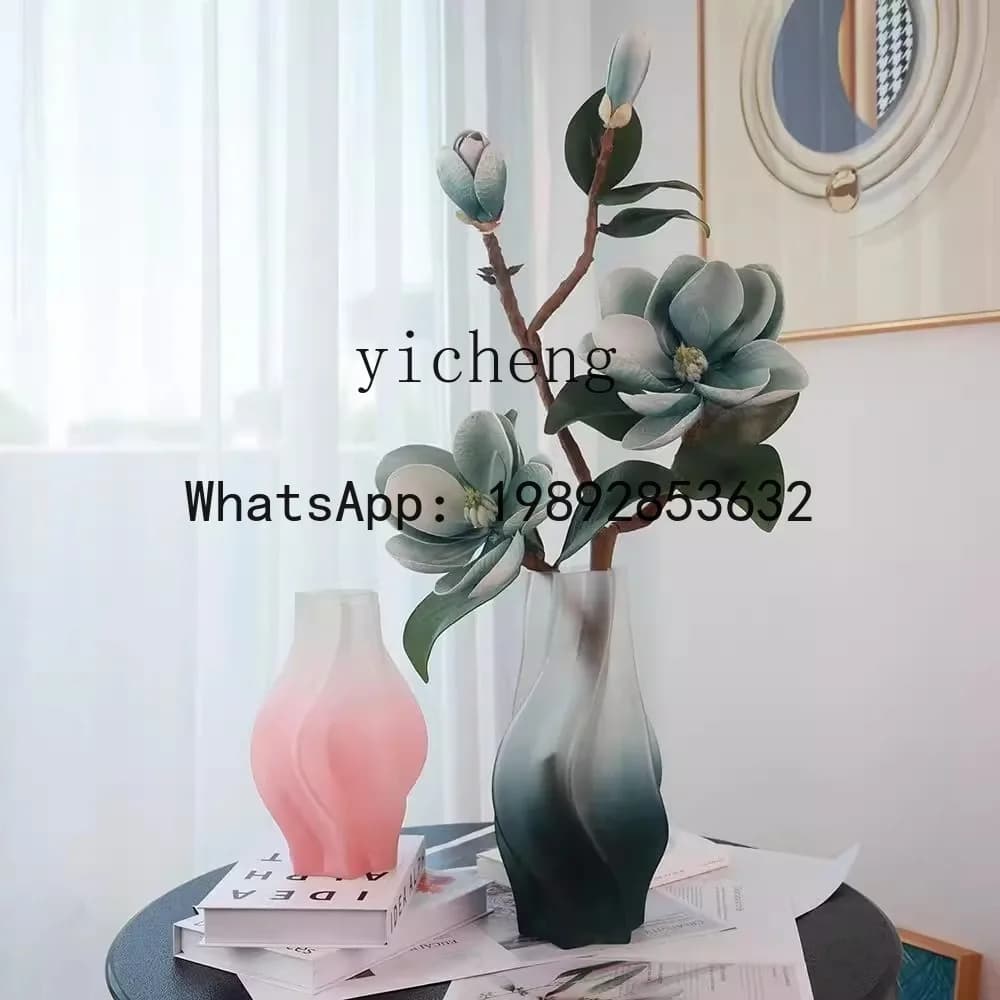 B3  frosted glass vase living room flower arrangement rose flower decoration ornament