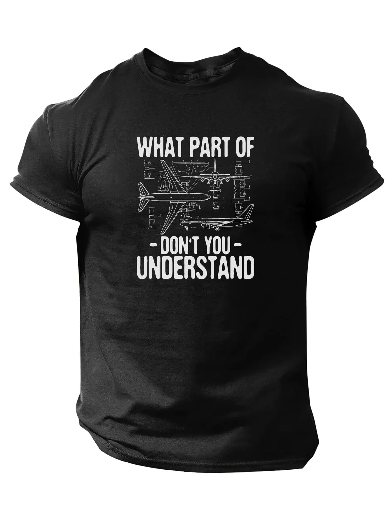 Aviation Inspired Plane Print T-Shirt 100% Cotton O-Neck Short Sleeve Summer Casual Mens T-shirt Streetwear
