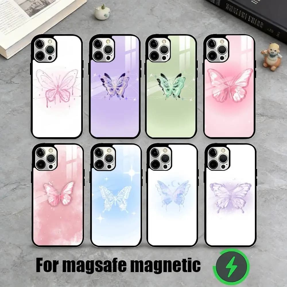 Minimalist 3D Liquid Butterfly Art  Phone Case For iPhone17,16,15,14,13,12,11 Plus,Pro Magnetic with Magsafe Wireless Charging