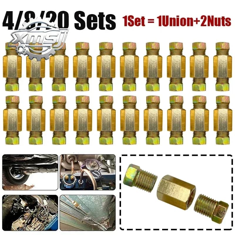 4/8/20 juegos  conector  línea  freno 3/8-24 accesorios  línea  freno roscados y adaptador  tuercas  unión  latón para tubo  fre
