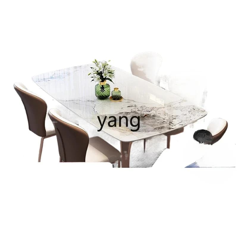 LH light luxury rock slab dining table and chairs household small apartment modern simple rectangular dining table