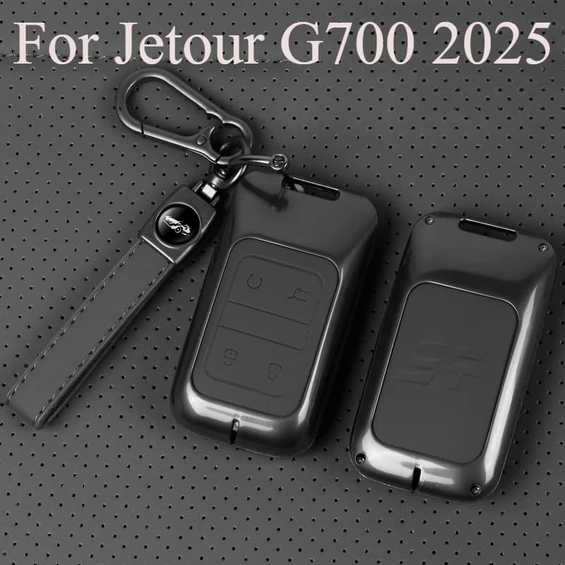 For Jetour G700 2025 Smart Key Fob Case Cover, Premium Metal Alloy Frame with Leather High-End Protective Key Shell Accessory