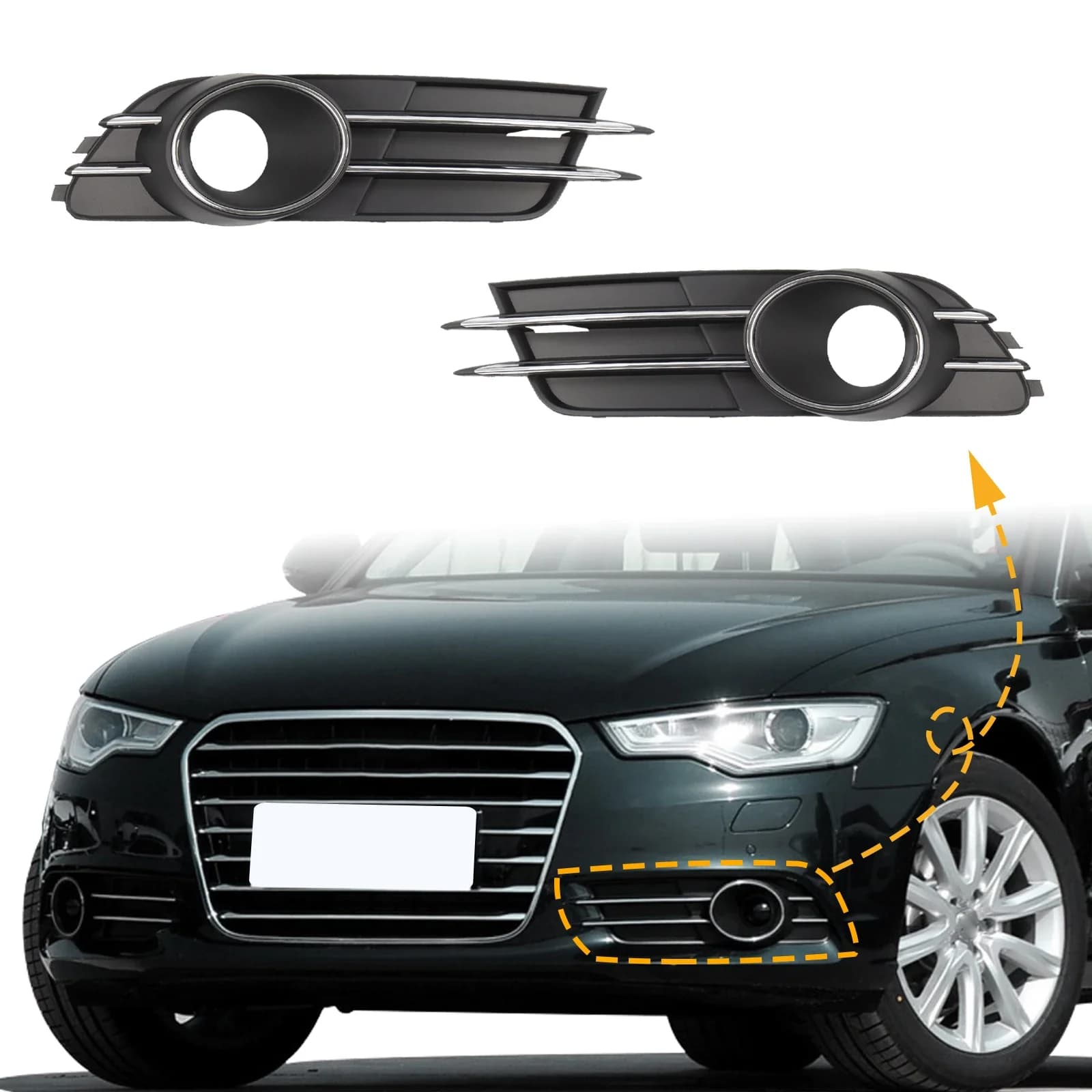 Fog Light Frame Lamp Trim Grill Cover Under Front Bumper For Audi A6 C7 2012-2015 4G0807681B 4G0807682B Car Accessories