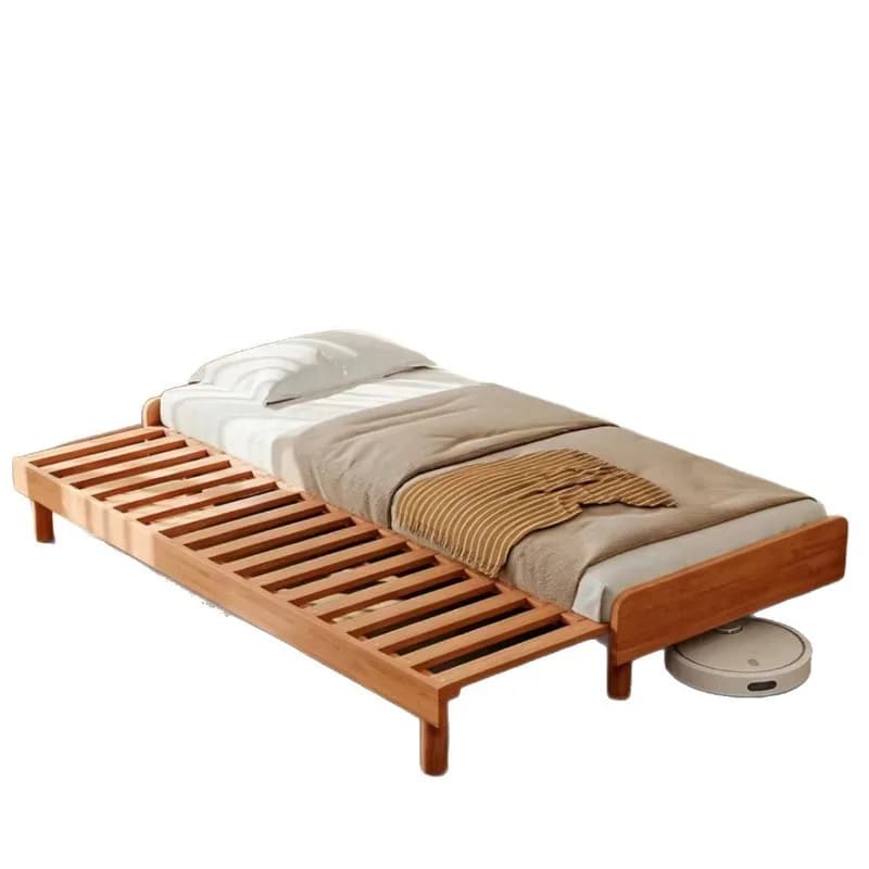 Retractable bed frame, solid wood push-pull folding bed, log single bed